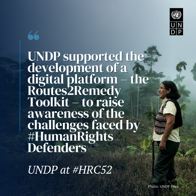 UNDPGeneva's tweet photo. 📢 @UN_HRC @UNDP called for more to be done to creating an enabling &amp; safe environment where #humanrights defenders can operate without fear of violence &amp; reprisals #HRC52  
🇺🇳@agiveres