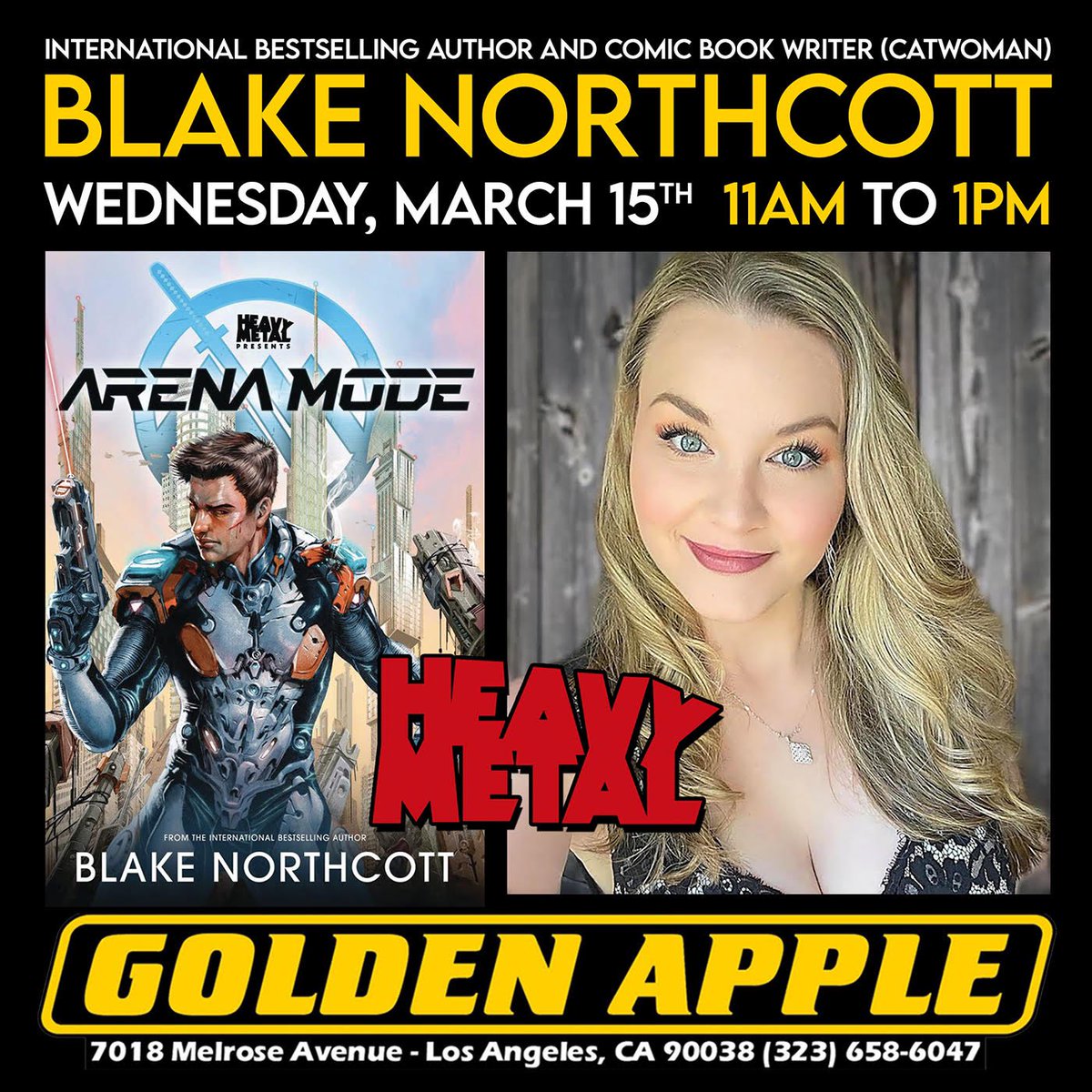 TODAY Meet @BlakeNorthcott 11am-1pm signing copies of Arena Mode @HeavyMetalInk and chat about @evanescence comic and upcoming @Whatnot series 💥