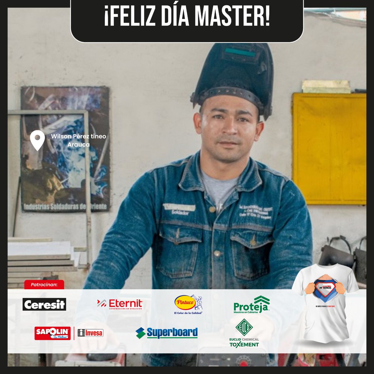 alaobramaestros's tweet photo. Wilson Pérez, un #soldador profesional que hoy en día tiene su propio taller.
#DíaDelMaestroDeObra #ALaObraMaestros #Construcción
Mes del #trabajoenlaconstrucción patrocinado por: #Ceresit #Eternit #Pintuco #Proteja #Sapolin #Superboard #Toxement https://t.co/alJqvvxSpX
