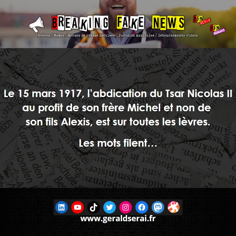 GeraldSerai's tweet photo. #bfn #breakingfakenews #humour #brèves #actualité #tsar #nicolasII
Abonnez-vous!
https://t.co/sBW6e8mjTB https://t.co/S2J5FdiNtr