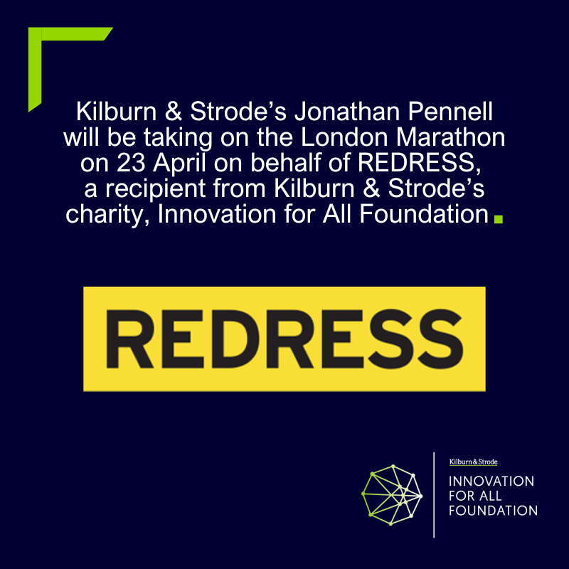 Kilburn &amp; Strode’s Jonathan Pennell will run the London Marathon this April on behalf of @REDRESSTrust, a recipient of our Innovation for All grant in 2021. 

Support REDRESS and the incredible work they do by donating to Jonathan's fundraising page here: 2023tcslondonmarathon.enthuse.com/pf/jonny-penne…