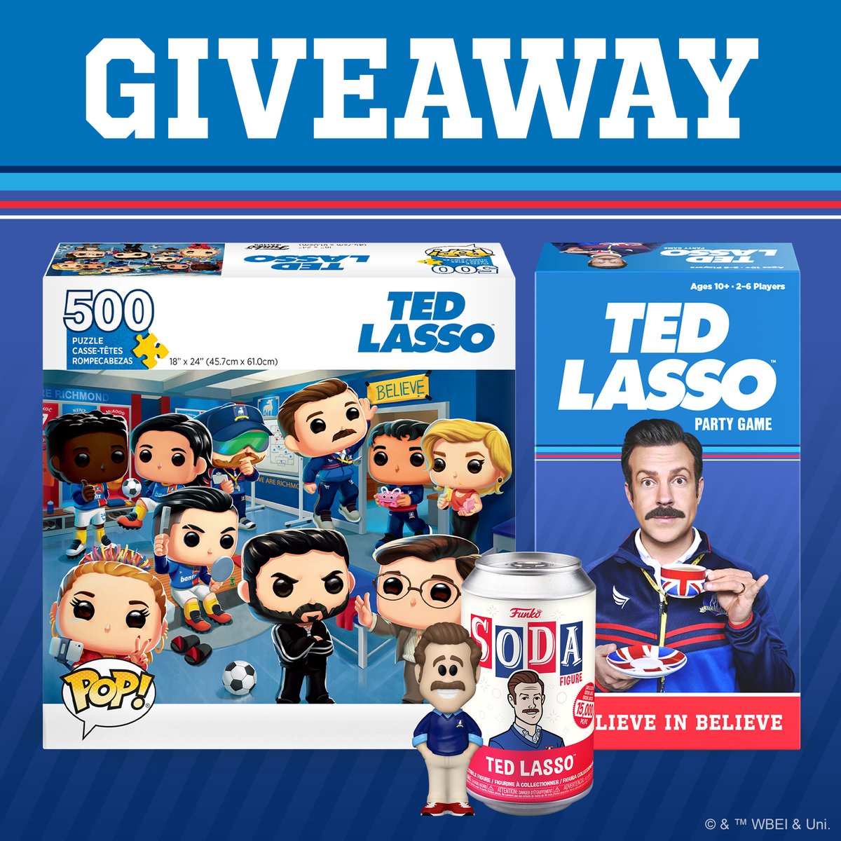 Believe in Believe! RT and follow @FunkoGames AND @OriginalFunko for the chance to WIN a Ted Lasso SODA, Ted Lasso Pop! Puzzle, and Ted Lasso Party Game! #TedLasso #RichmondTillWeDie