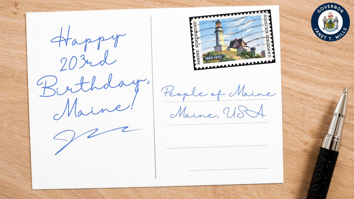 GovJanetMills's tweet photo. Happy Birthday, Maine! https://t.co/rt1PvbrYxl