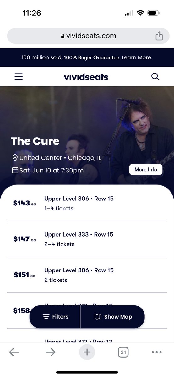 brismi's tweet photo. Just checking to see how much those @Ticketmaster “verified fan” seats for @thecure are going for, whilst patiently waiting for an access code. 😬🤞 https://t.co/kG0tIQDDGN