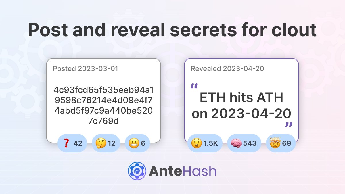 Got secrets/alpha?

Use AnteHash to post secrets and reveal them later for clout!

hash.ante.finance
