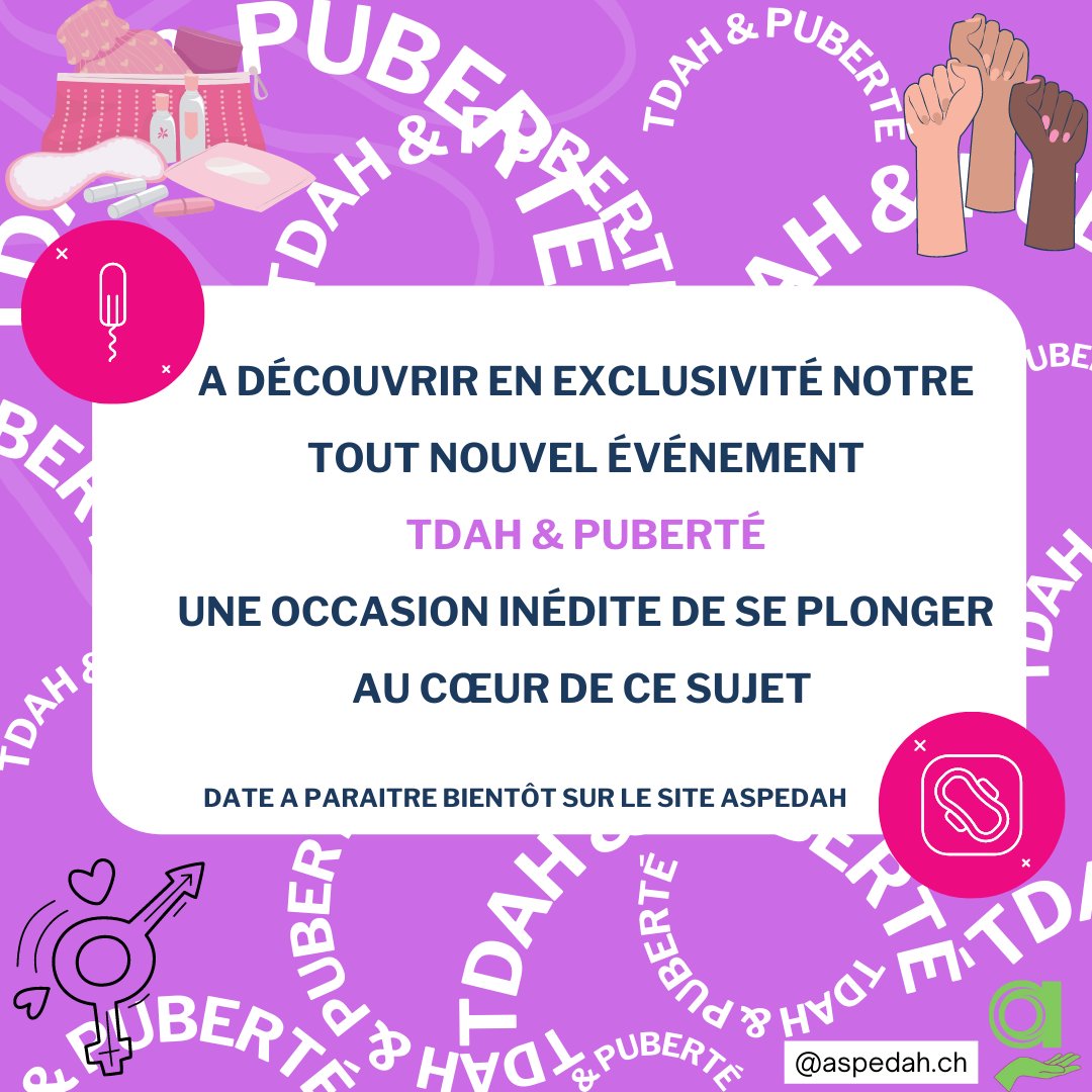 ASPEDAH1's tweet photo. TDAH &amp; PUBERTÉ 💜

EN PRÉPARATION UN ÉVÉNEMENT INÉDIT SUR LA RENCONTRE ENTRE TDAH &amp; PUBERTÉ : UNE OCCASION UNIQUE D'APPROFONDIR VOTRE COMPRÉHENSION DE CES DEUX SUJETS CLÉS
#TDAH #cyclemenstruel #puberté #femmes #tdahadolescent https://t.co/NvNsghpxI3