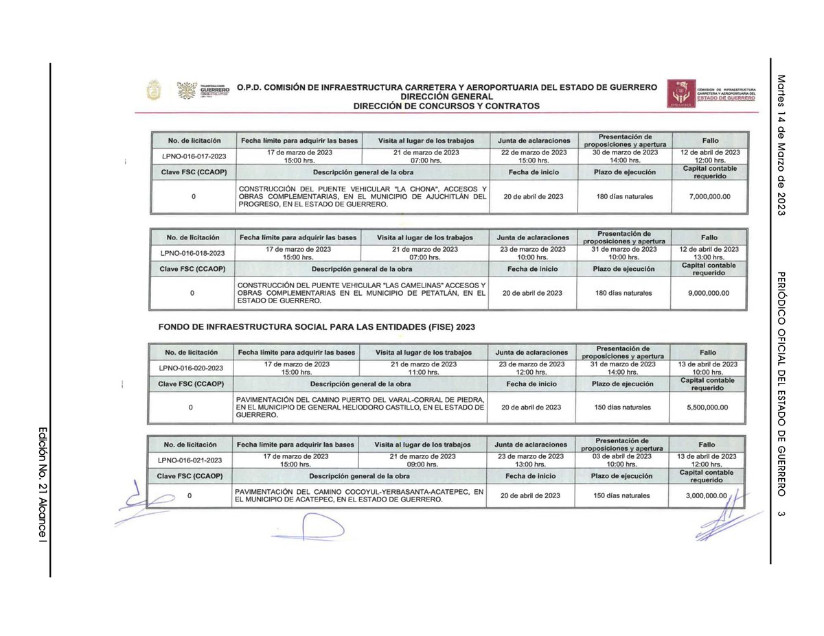 CicaegG's tweet photo. CONVOCATORIA NO. 004 PARA PARTICIPAR EN LAS LICITACIONES PUBLICAS ESTATALES PARA LA REALIZACIÓN DE OBRAS, AUTORIZADAS CON RECURSOS DE LOS PROGRAMAS: #FAFEF 2023 Y FISE 2023, EMITIDA POR EL O.P.D. #CICAEG.
#EvelynSalgadoPineda
#CICAEG
#TransformandoGuerrero https://t.co/mp1WhgJM5b