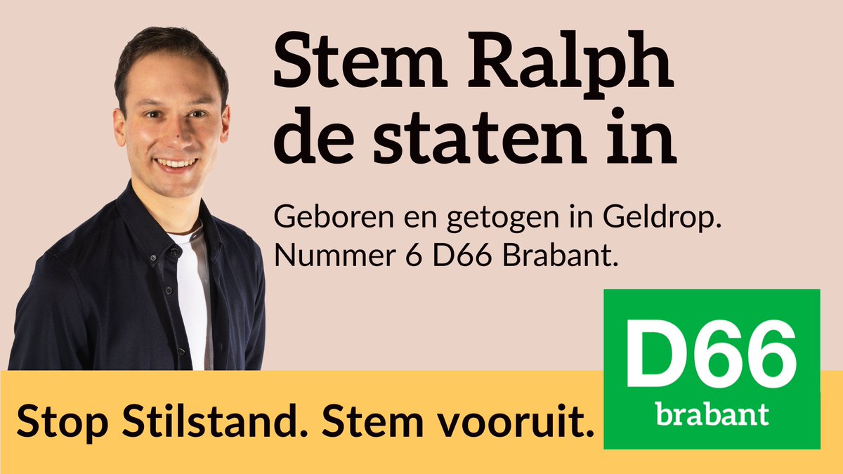 Je kunt nog tot 21.00 uur op Ralph van Ierland uit #Geldrop stemmen. 
#StemD66