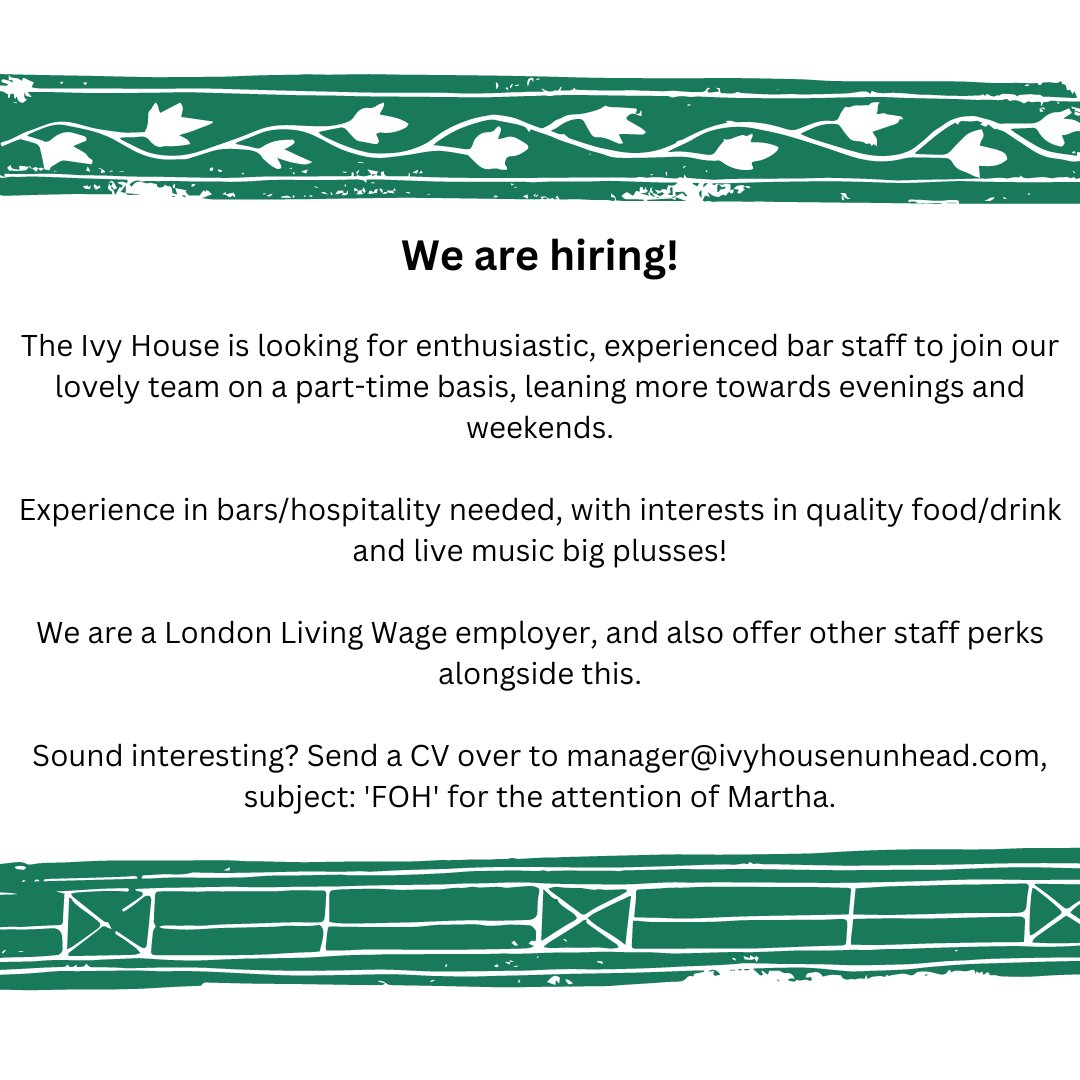 Another little infograph post for you, but with good reason... We are hiring! We're on the lookout for the next member of our truly all star bar team. Part time and oh so wonderful. Sound like you? Get in touch with the details above! 💪