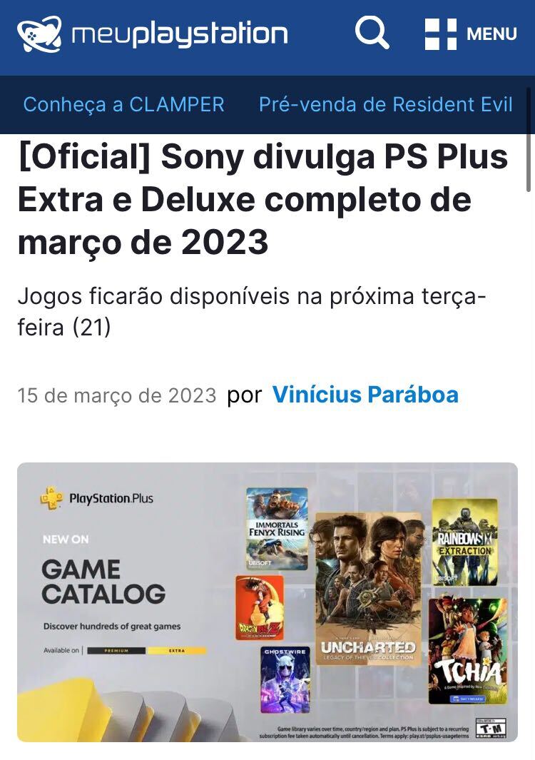Sony divulga PS Plus Extra e Deluxe de dezembro de 2023