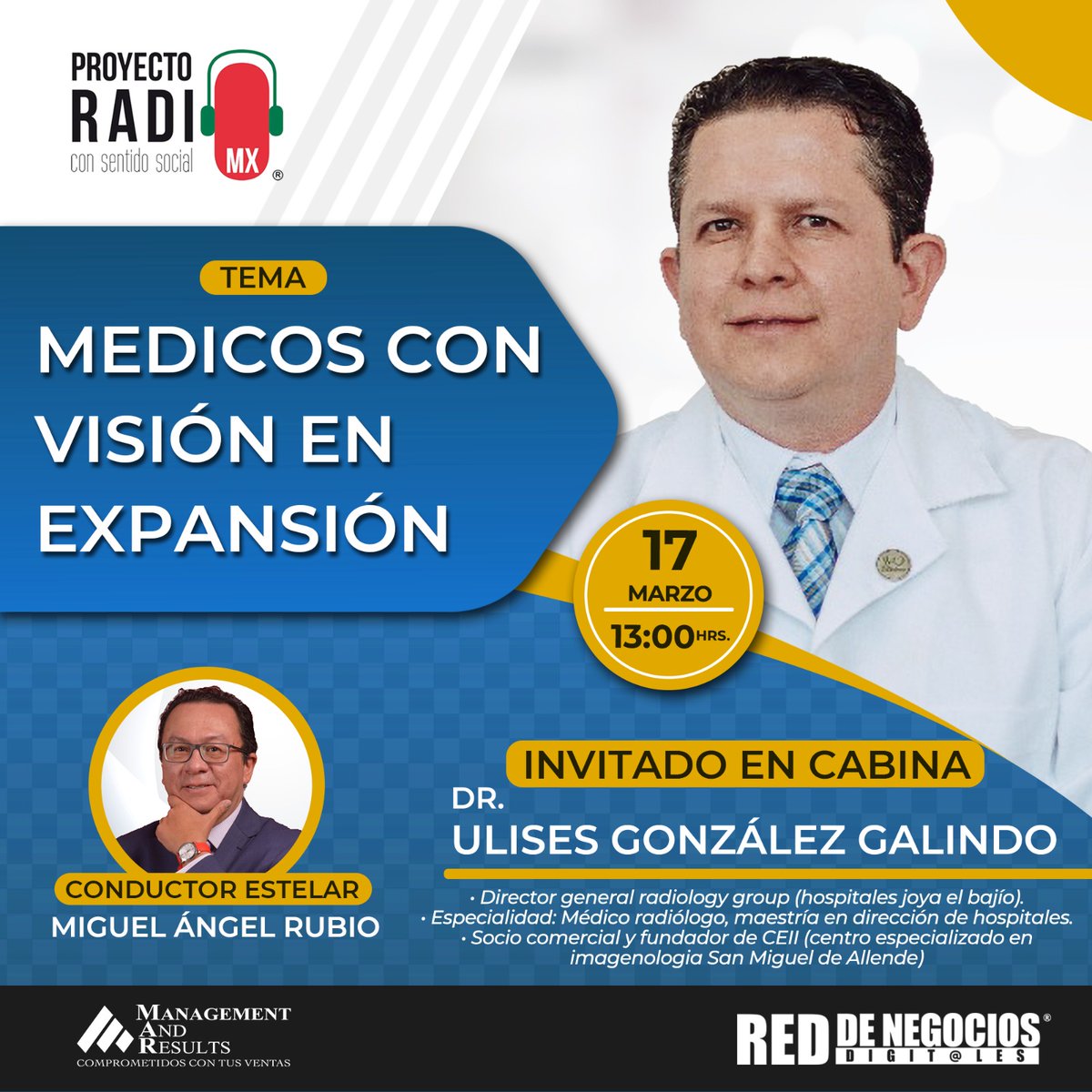 revistareddeneg's tweet photo. Este viernes no te puedes perder 👉 #reddenegociosdigitales  con la presencia de nuestro invitado de lujo el Dr. Ulises González y la conducción estelar de Miguel Rubio, quienes platicará del tema " MEDICOS CON VISIÓN DE EXPANSIÓN"👨‍⚕️ https://t.co/iDqcON26FN
