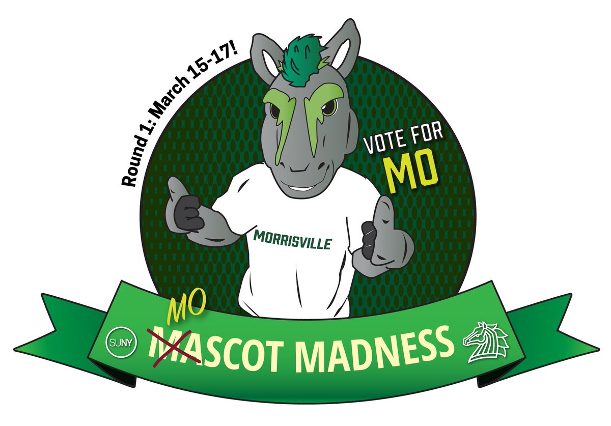 sunymorrisville's tweet photo. It's that time of year again...Mascot Madness! Time to #VoteForMo and help Mo the Mustang take down defending champ Wolfie. https://t.co/WJBgHwBxuC https://t.co/2TV6irbYxx