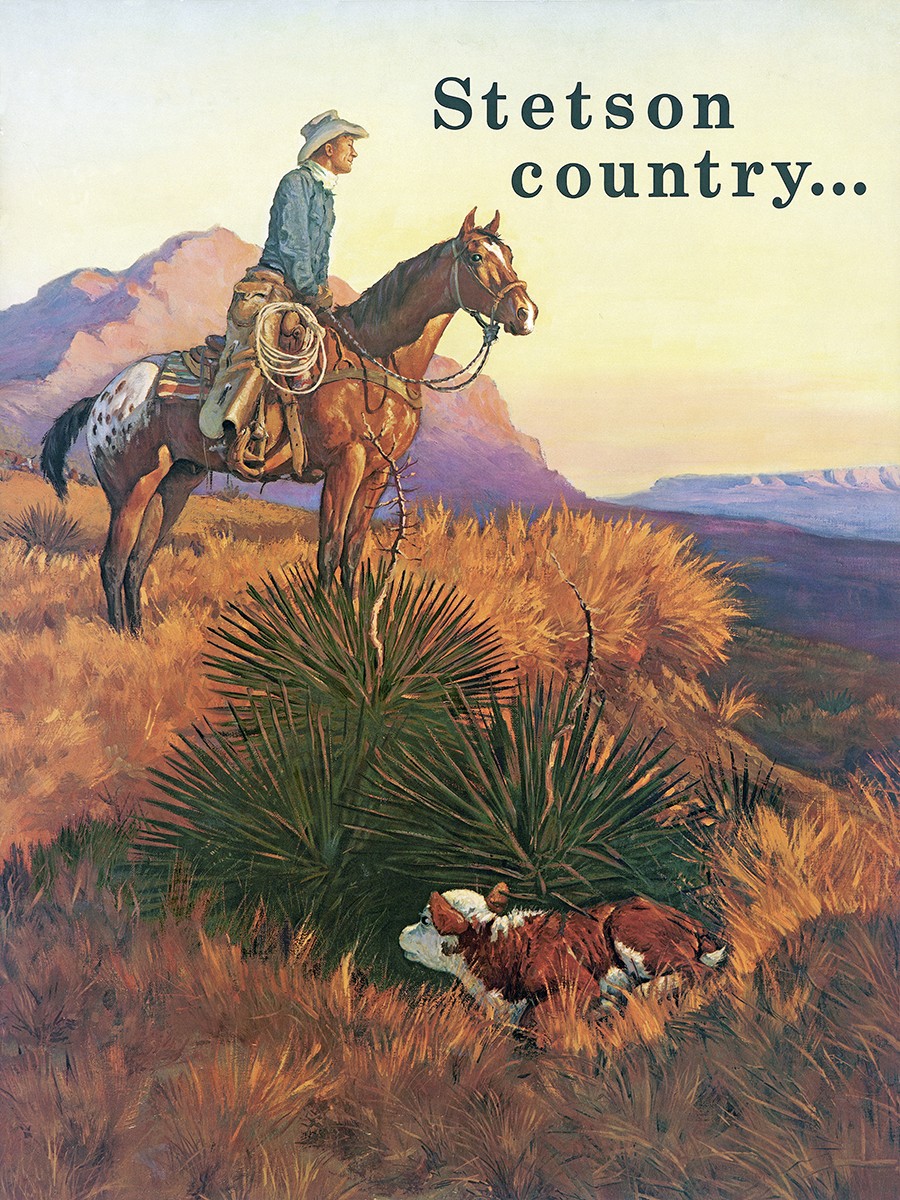 ScottMcCreaWest's tweet photo. Stetson just doesn't sell hats: they sell romance, history, the glamor of the West.

In a western hat, a man feels different and, one hopes, is better for it.

#Stetson #cowboyhat #CowboyStyle #advertising #adart #OldWest #hats #openspaces #OutWest https://t.co/MfNsQ8ExIJ