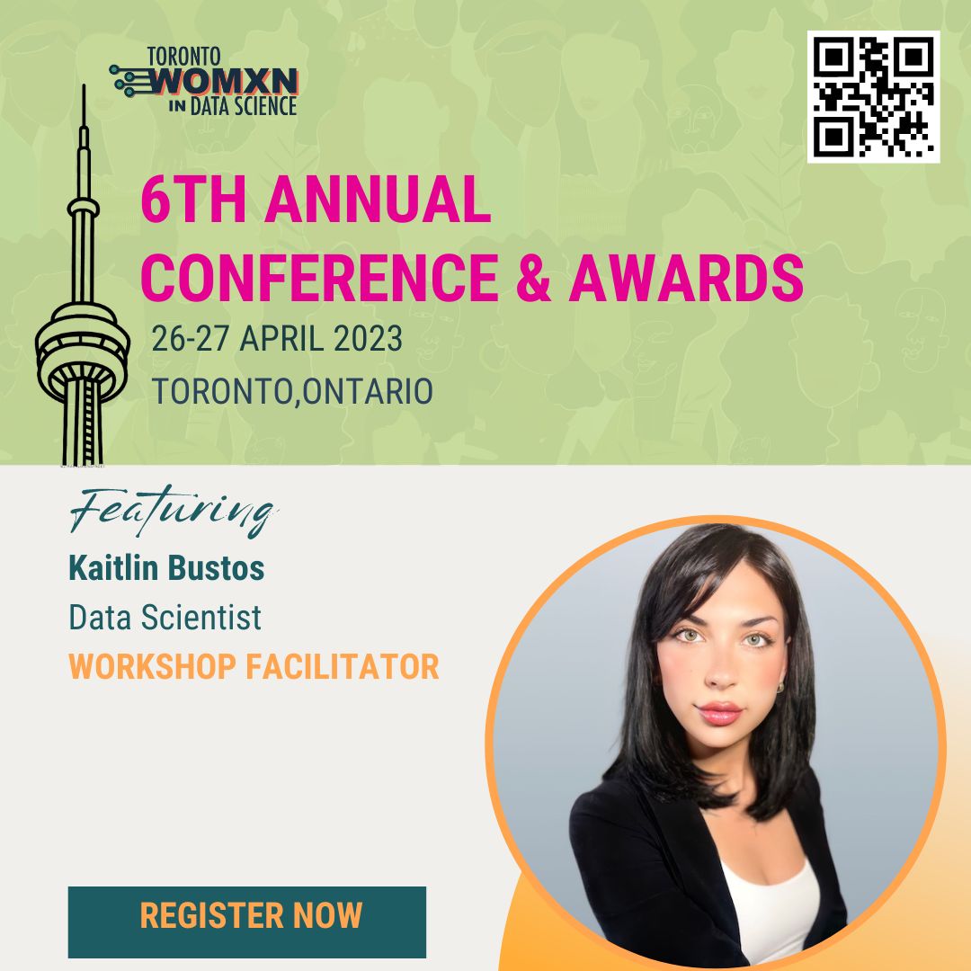 Introducing Kaitlin Bustos -  a Data Scientist with a vision of making the world a better place by using data to tackle real-world issues. 

Workshop topic : Mental Health X Data Science 

Register today: buff.ly/3JANiVy! 

#datascience #mentalhealth #womenindata