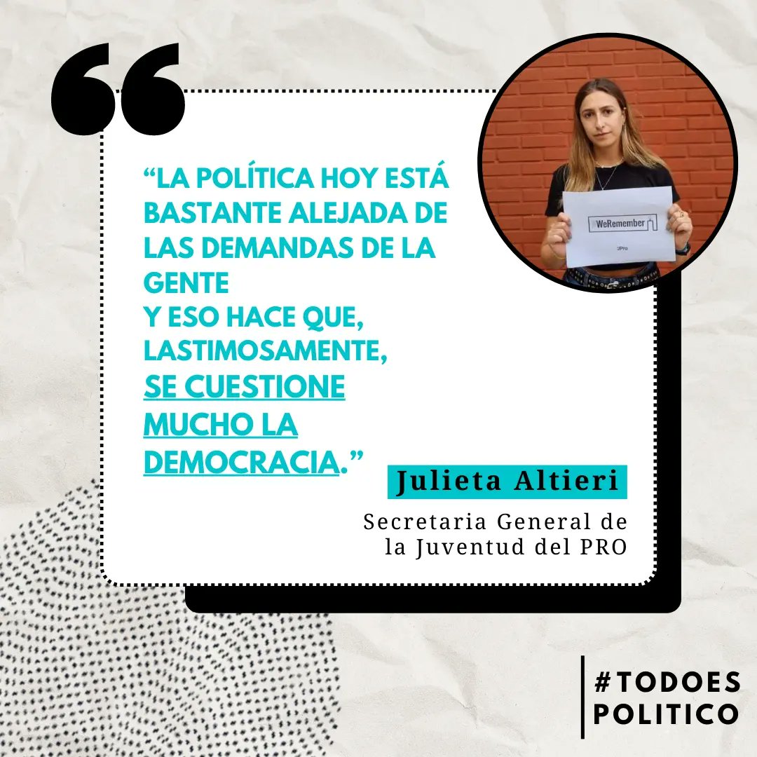 unratitook's tweet photo. 💬 En el #TodoEsPolítico del viernes charlamos con Julieta Altieri, secretaria General de la Juventud del PRO. 

Julieta habló de sus inicios en la militancia y, entre otras cosas, se refirió a algunos dirigentes del partido. 

👇🏽 Acá, algunas de sus declaraciones más destacadas. https://t.co/rbjGlJz9S5