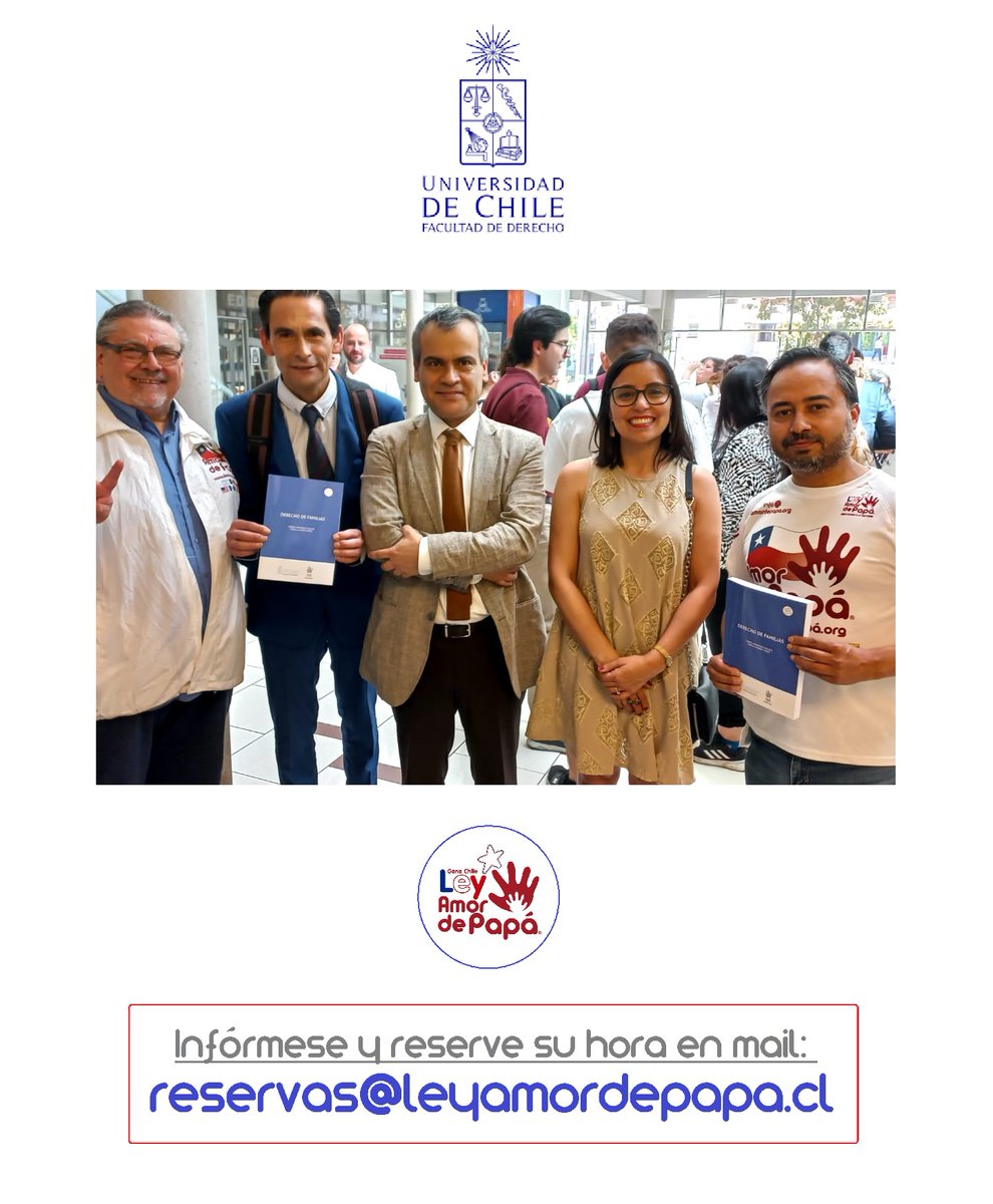 AmordePapa's tweet photo. Parte de nuestra directiva junto a los académicos, Fabiola Lathrop y Gabriel Hernández, autores del libro "Derecho de Familia", presentado oficialmente en @derechouchile 

¡SIEMPRE EN ACCIÓN! @AmordePapa  #15años

+INFO: reservas@leyamordepapa.cl https://t.co/5yZYJPTdq7