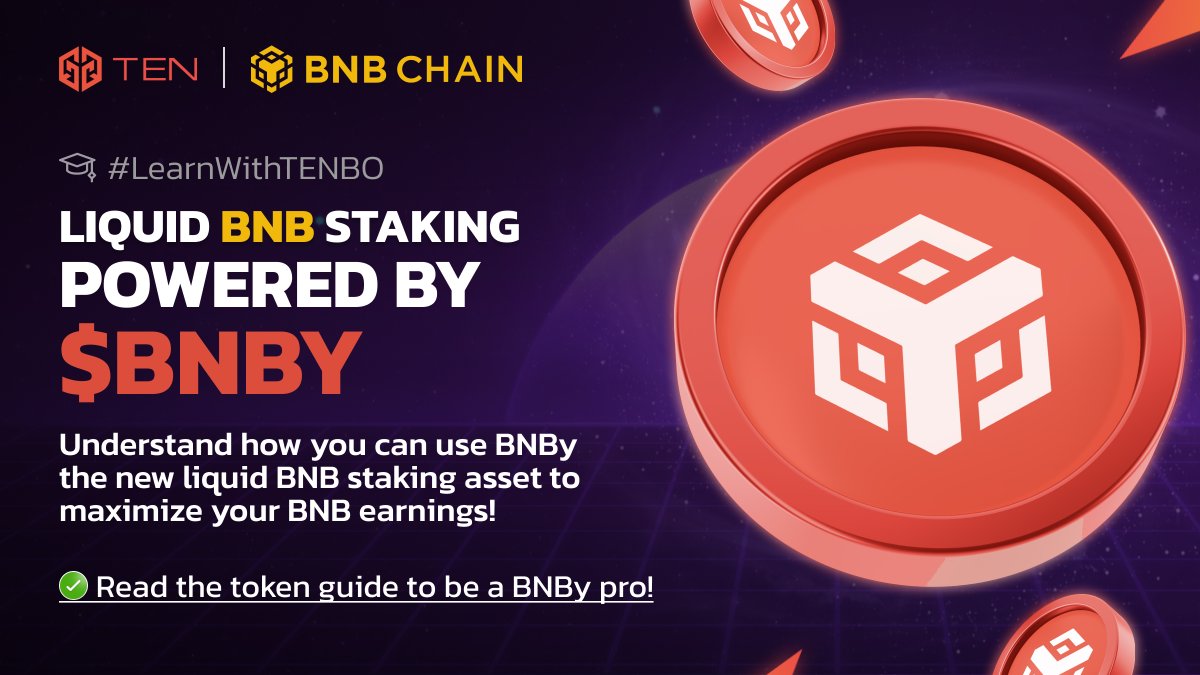 <a href="/BNBCHAIN/">BNB Chain</a> 💥Discover $BNBy, the asset powering Liquid #BNB Staking on <a href="/TENfinance/">TEN.finance</a> 

$BNBy = BNB + YIELD 🤝, combined so you can maximize your $BNB earnings on <a href="/BNBCHAIN/">BNB Chain</a>! 

📖Find out how #BNBy could unlock 7 streams of passive revenue for holders: bit.ly/3TgPMLU

#DeFi #BNBChain