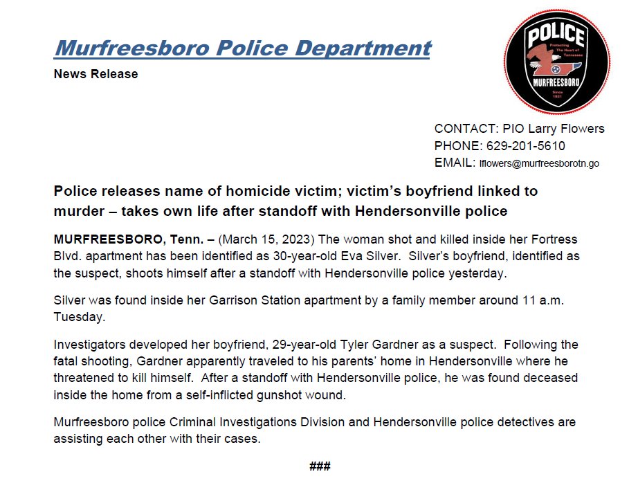 Murfreesboro TN Police Department on Twitter "NEW The woman shot and