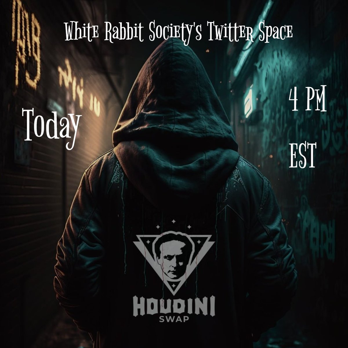 UnknownAcc3's tweet photo. Space #2 for the White Rabbit Society! Every week we build 💪
🎩Join us as we talk with @EmperorDuder from #WakeUPmvmt
🎩Discover how @houdiniswap can help your NFT project.....NFT project?
Keep it HOP'N!
#WRS https://t.co/l7guk68ytJ