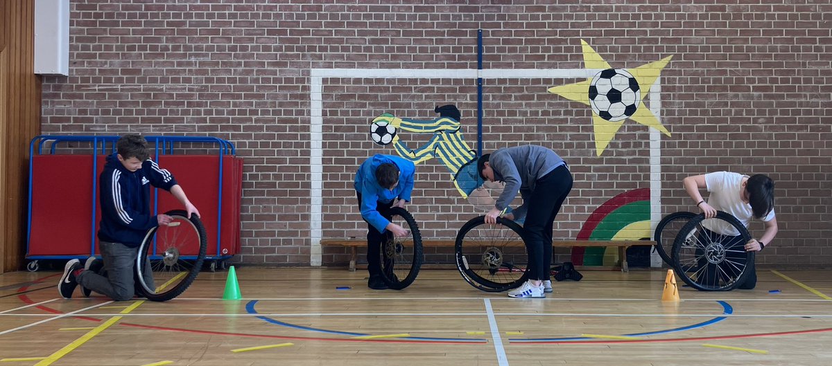 SportAtKGS's tweet photo. Some competitive tyre changing today in the ‘KGS pit stop challenge’. Great resilience and concentration on display - well done outdoor learning! https://t.co/UAfSUhahoz