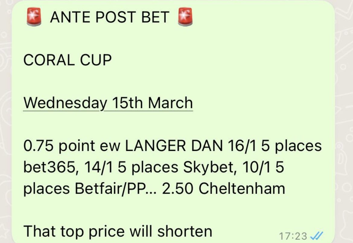 TAKracingadvice's tweet photo. Got a little excitable earlier when LANGER DAN won!! Advised 16/1 and 14/1 for members ante post, winning the CORAL CUP by a short head 💥 

#TAKRACINGADVICE
@BoshBetsCom https://t.co/znc4gAY5XX