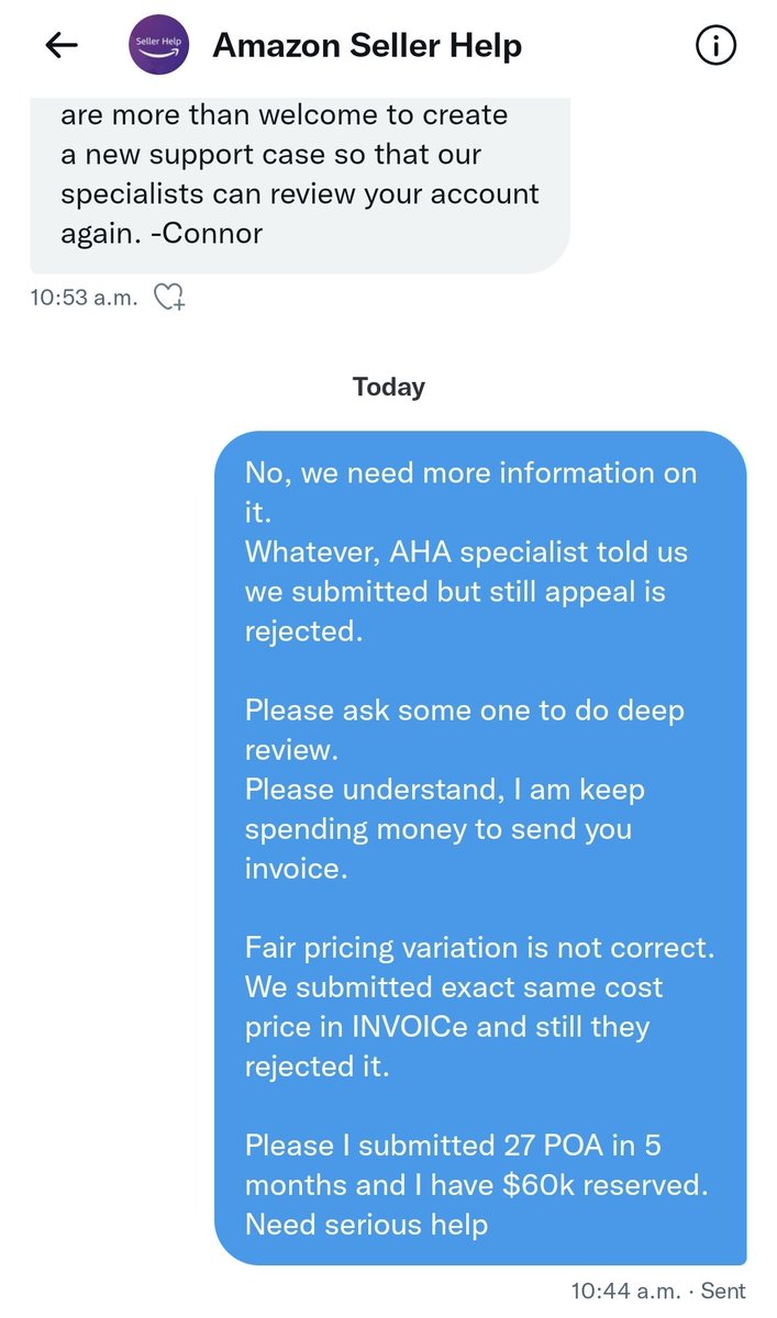 simranecom's tweet image. @amznsellerhelp my POA is approved and invoice is also approved. It's rejected by saying pricing difference.which is not true if you go in depth. Huge misunderstanding is happening and I am loosing business and $60k since last 5 months. Asking for second review @Sell_on_Amazon