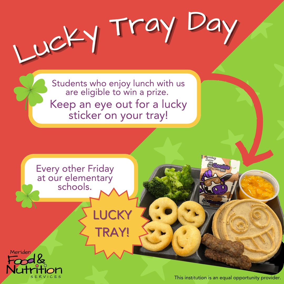 meridenpsmeals's tweet photo. 👀 Elementary students should keep an eye out for a sticker on their tray this Friday!

@MeridenK12 @MySNACT @schoollunch @cityofmeriden @meridenymca @meriden_ct #wootwoot https://t.co/pSncDfRvOp