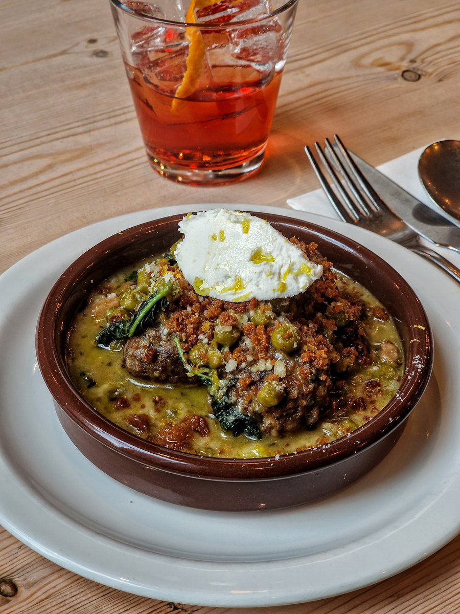 Swaledale lamb and pecorino meatballs, nonna's peas, ricotta!