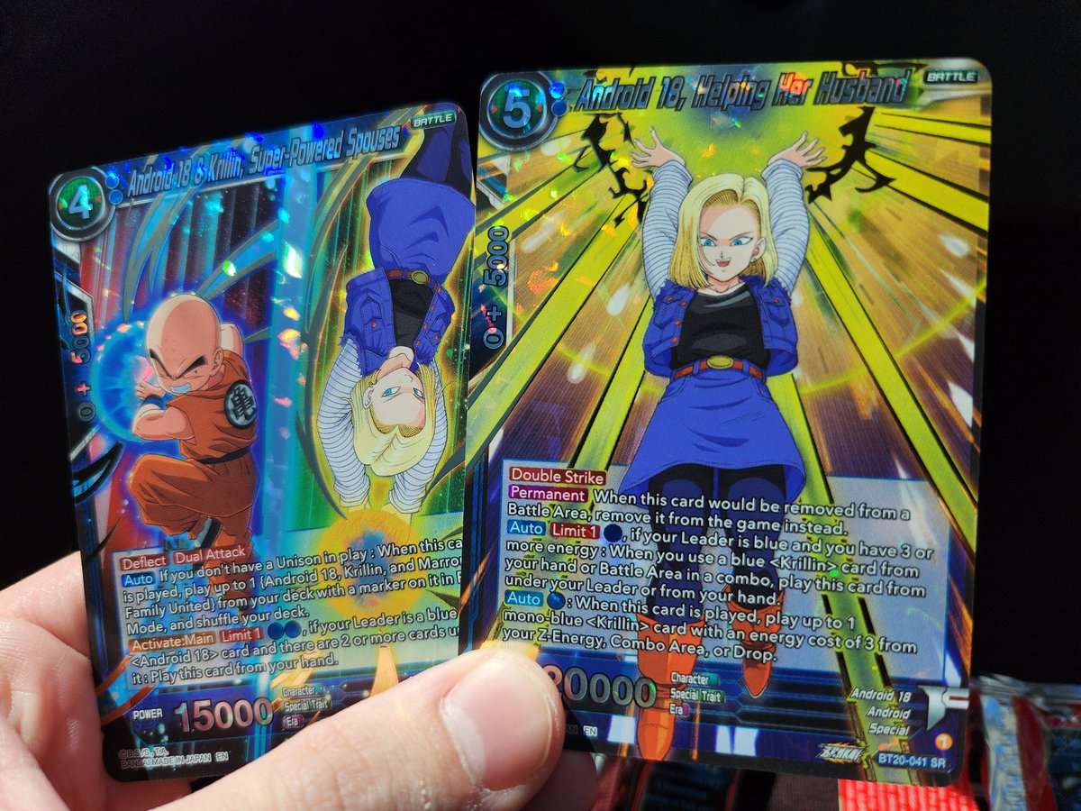Aarameshi's tweet photo. Android 18 supremacy/domination 🥵 oh and krillin too i guess #powerabsorbed #dragonballsupercardgame https://t.co/owoai2ZY4e