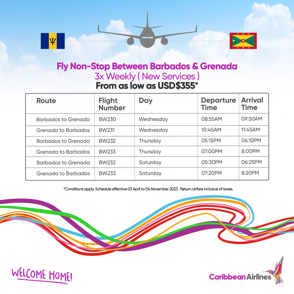 Caribbean Airlines on Twitter "Fly 3x weekly between Barbados and