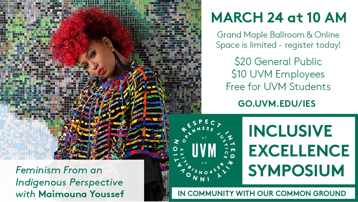Less than a week remains before the Inclusive Excellence Summit begins.

This year’s lineup is incredibly dynamic and represent a plethora of backgrounds.

The symposium is free for UVM students and scholarships are available for others. 

Register now: uvm.edu/diversity/IES