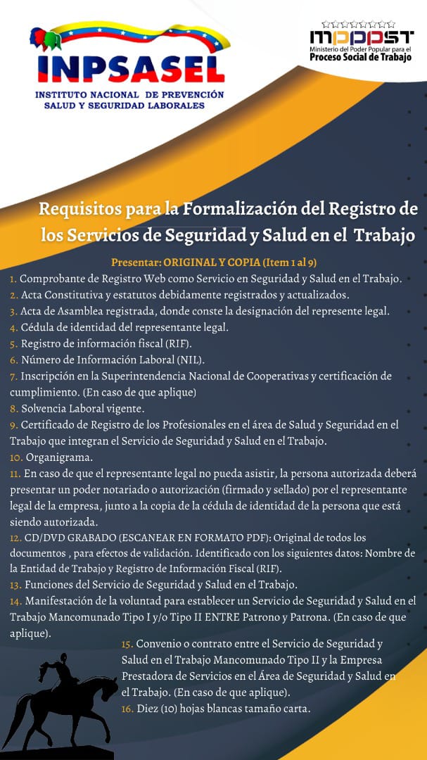 CaraboboGeresat's tweet photo. Aquí los diferentes requisitos para los diferentes tramites de registro de INPSASEL... Estamos ubicados en la A.V Sucre cruce con Briceño, Antiguo Seguro Social, Municipio Guacara, Parroquia Guacara, Edo Carabobo, Teléfono 0245-5643721 https://t.co/v4vJXry5hc