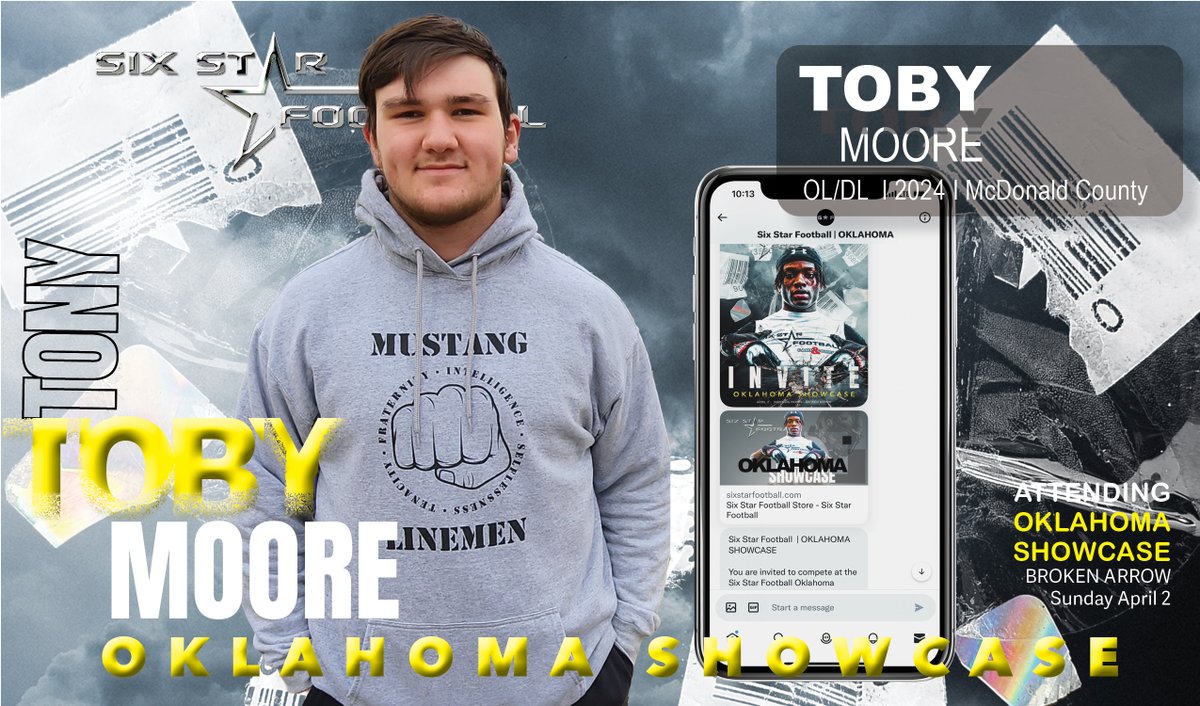 6starfootballOK's tweet photo. OKLAHOMA SHOWCASE | McDonald County (MO)

☑️ Talented McDonald County prospects will be representing at the Oklahoma Showcase from Missouri!

▪️@tjmmoore71
▪️@Josh_pacheco04
▪️@CoryTuttle2

▶️Still time to get in and earn that💰

📆 April 2
📍Broken Arrow

https://t.co/R5czeYo2Dn https://t.co/J2oL2KzvAs