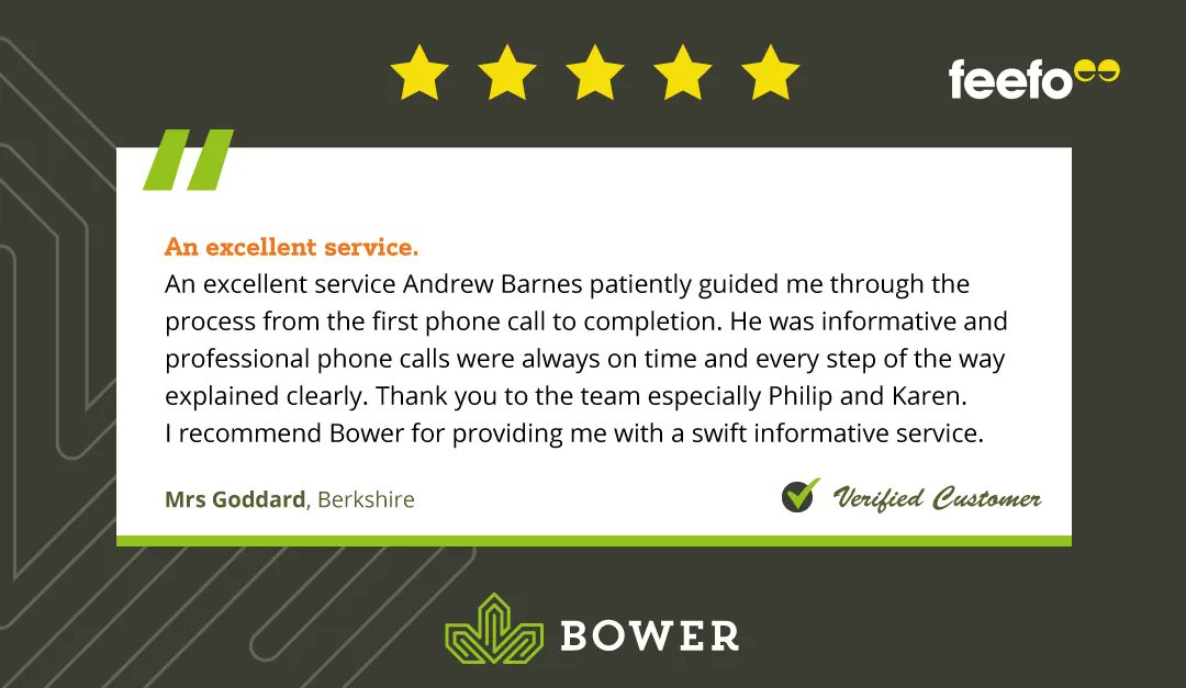 bower_uk's tweet photo. Another great review from a happy customer. Well done, Andrew &amp; team!

See more reviews: https://t.co/X2z8p5xDKa

#CustomerService #CustomerFeedback #EquityRelease #FeefoTrusted https://t.co/MGngcerpVs