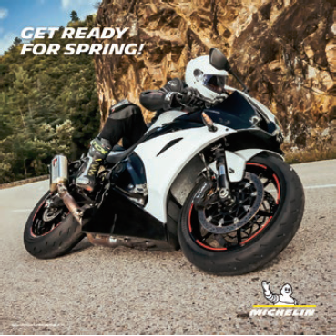 Get $60 back on the purchase of a new set of MICHELIN® On-Road M/C tires, or $35 back on the purchase of a new set of MICHELIN® Off-Road M/C tires, Scooter tires or Bicycle tires. Restrictions apply, see website. Valid March 1–31, 2023. Details at two-wheel.tirerewardcenter.com.