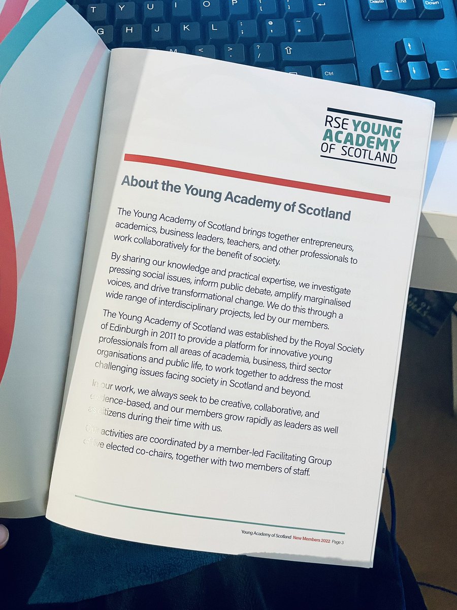PannaMedic's tweet photo. My @YoungAcademySco membership booklet arrived at work. Flicking through, I was reminded about how privileged I am to be amongst such an inspiring & diverse cohort! @RoyalSocEd #meded #interdisciplinaryprojects #scotland #medicine @standmedicine @uniofstandrews #evertoexcel https://t.co/bWlCX8dSoE