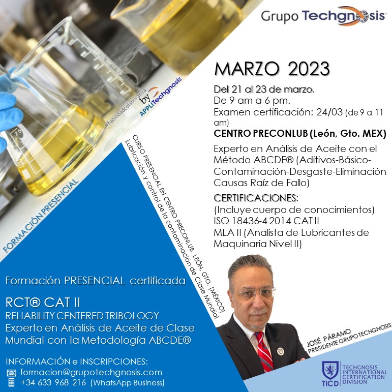 Certificación presencial tribología - CENTRO PRECONLUB - mailchi.mp/applitechgnosi…