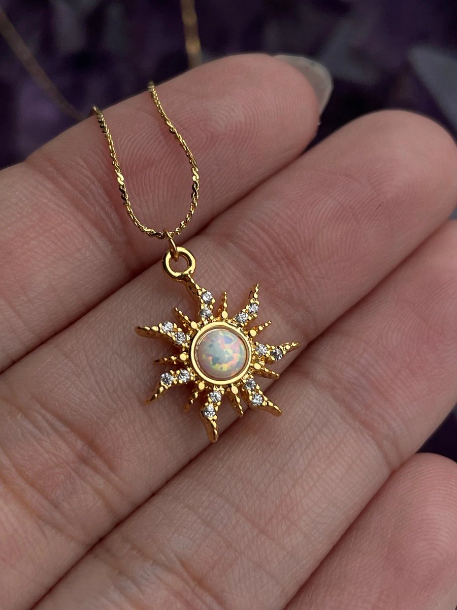 jewelsbysrndpty's tweet photo. opal sun necklace https://t.co/u0f7OiVnK0