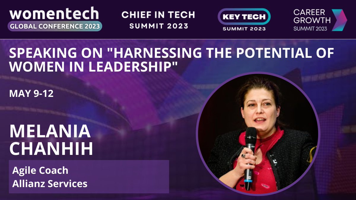 WomenTechNet's tweet photo. ⭐🎤 Women in Tech Global Conference 2023 Speakers ⭐🎤
 
👏 In this talk, Melania will emphasize the unique and valuable leadership abilities of women in an agile context.

👇 Get your ticket now: https://t.co/OezdBFAS78

#wtgc2023 #womenintech #leadership https://t.co/YXfUQ4MEIl