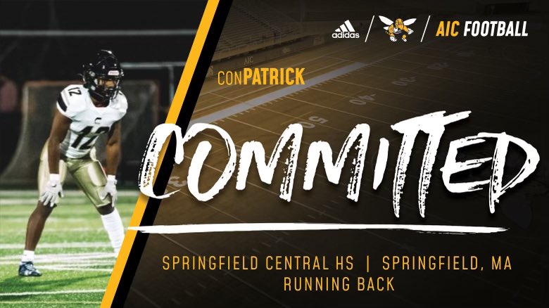 Conellius Patrick (@con12patrick) on Twitter photo I am extremely excited and blessed to announce that I am committed to <a href="/AICFootball/">AIC FB</a> . Thank you to my family and Coaches <a href="/JuiceWa45/">Coach Juice Walker DB Nation</a> <a href="/Watson_718/">William Watson</a> <a href="/CoachMartinESA/">Coach Martin</a> <a href="/CentralFB413/">Springfield Central Football</a> for all the support and believing in me. And to coach @LouConteAIC for giving me this great opportunity. I am extremely excited and blessed to announce that I am committed to <a href="/AICFootball/">AIC FB</a> . Thank you to my family and Coaches <a href="/JuiceWa45/">Coach Juice Walker DB Nation</a> <a href="/Watson_718/">William Watson</a> <a href="/CoachMartinESA/">Coach Martin</a> <a href="/CentralFB413/">Springfield Central Football</a> for all the support and believing in me. And to coach @LouConteAIC for giving me this great opportunity.