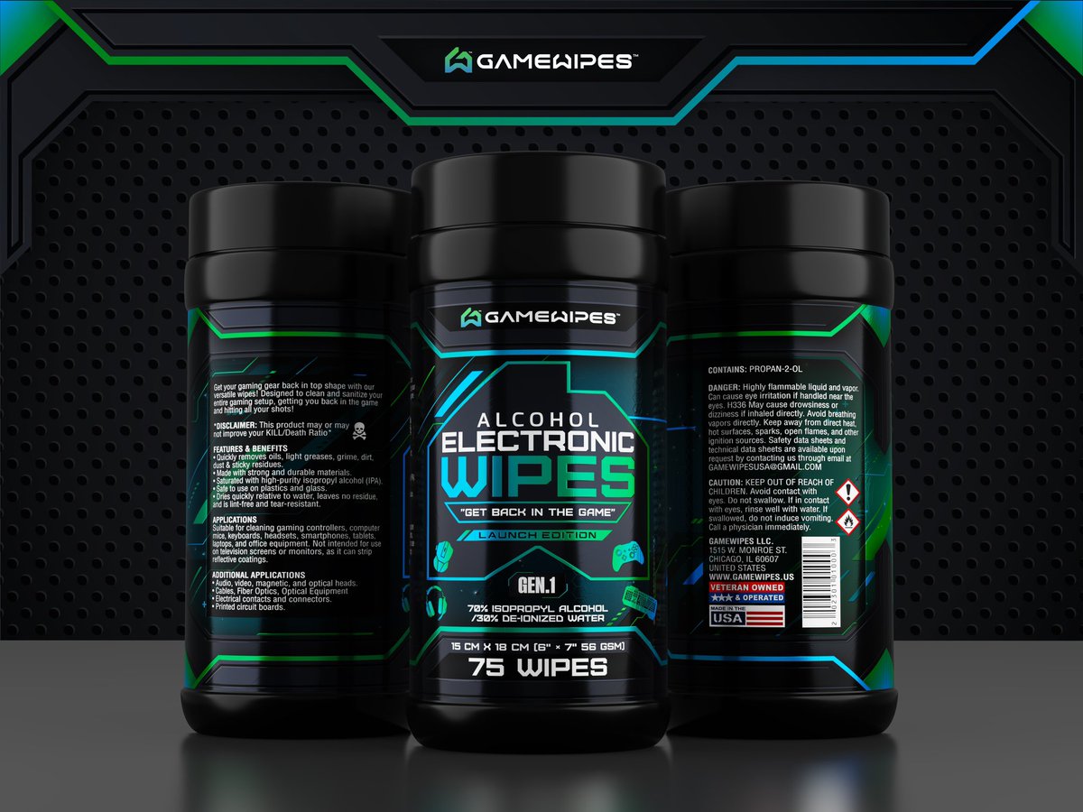 GameWipes's tweet image. Keep your gaming setup clean and mission-ready with GAMEWIPES, Our alcohol-based wipes designed for your entire setup. Say goodbye to stick drift caused by dirty controllers! Get Back in the Game with GAMEWIPES! Coming soon to a controller near you. 🎮#GAMEWIPES #GetBackInTheGame