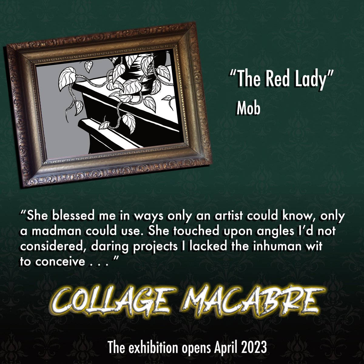 CollageMacabre's tweet photo. @ErikMcHatton 🎉 AUTHOR ANNOUNCEMENT 🎨 

"The Red Lady" will infuse you with artistic spirit and inspiration, but at what cost? Find out in @mob_writes's haunting tale about the lengths people go to for art!

Check out the link on our profile to order! https://t.co/r02RHCarDY
