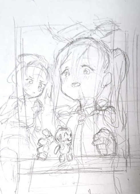 やるならこんな感じかもだけど多分出ないブルアカ本の表紙ラフ。(説明にぼんやり構想) 