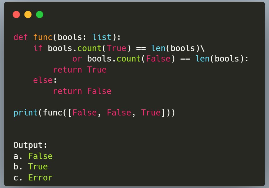RealBenjizo's tweet photo. Python Question;

Can you figure this one out?

What is the output of this code, and why?🤔 https://t.co/Ws5ZyZzhDZ