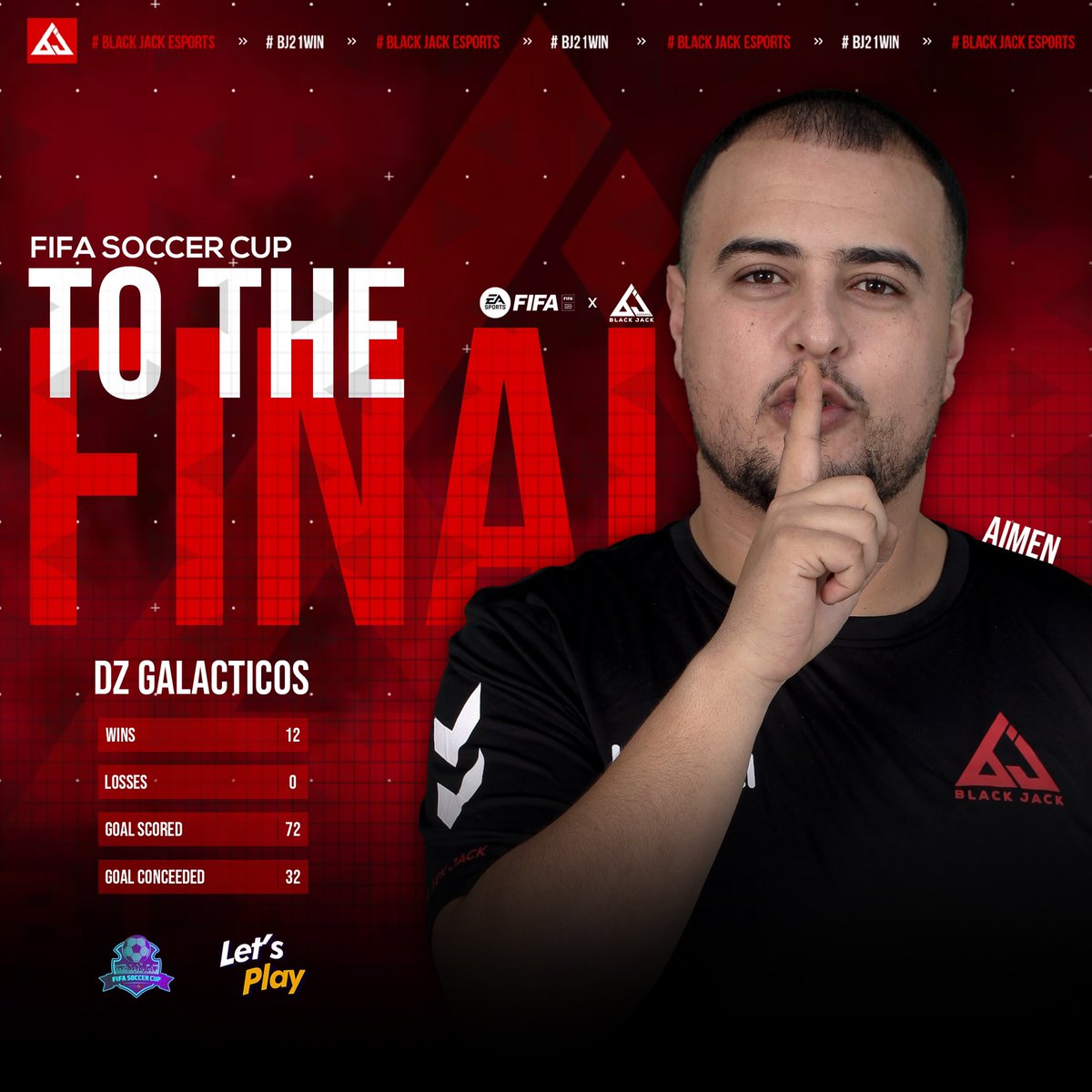 BJ21ESPORTS's tweet photo. To The Grand Final 🏆🇩🇿

تأهل لاعبنا للعبة فيفا أيمن بلعيدان إلى النهائي لبطولة Fifa Soccer Cup  المقدمة من طرف@letsplay بقيمة 500.000 د.ج بعد تحقيق لسلسلة 12 فوز على التوالي  في التصفيات ، و يسعى الى تحقيق لقبه رقم 28  في مسيرته 🏅
نتمنى له كل التوفيق يوم الجمعة في النهائي ! https://t.co/RYXVvLDQWd