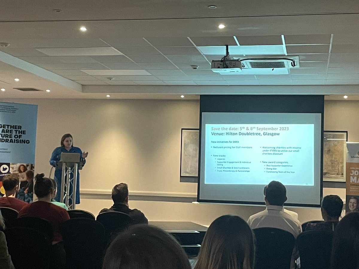 garyker's tweet photo. As if you needed more reason to come to @CIOFScotland #ScotConf, @JoFundraising is outlining the new initiatives for 2023. Reduced prices for @CIOFtweets members, more discounts for smaller charities, new tracks and award categories.

Booking is open now https://t.co/QlJupBbXpg. https://t.co/HNzc3nxItc