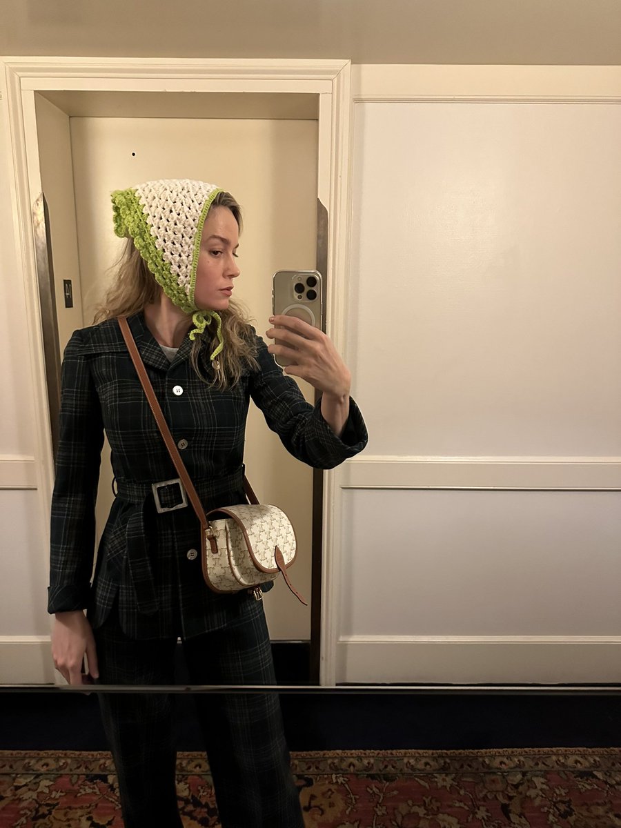 brielarson's tweet photo. I used to think it was beret szn, but really it’s bonnet szn (shout out to Iman for crocheting my dream bonnet) https://t.co/SriMw3DHxg