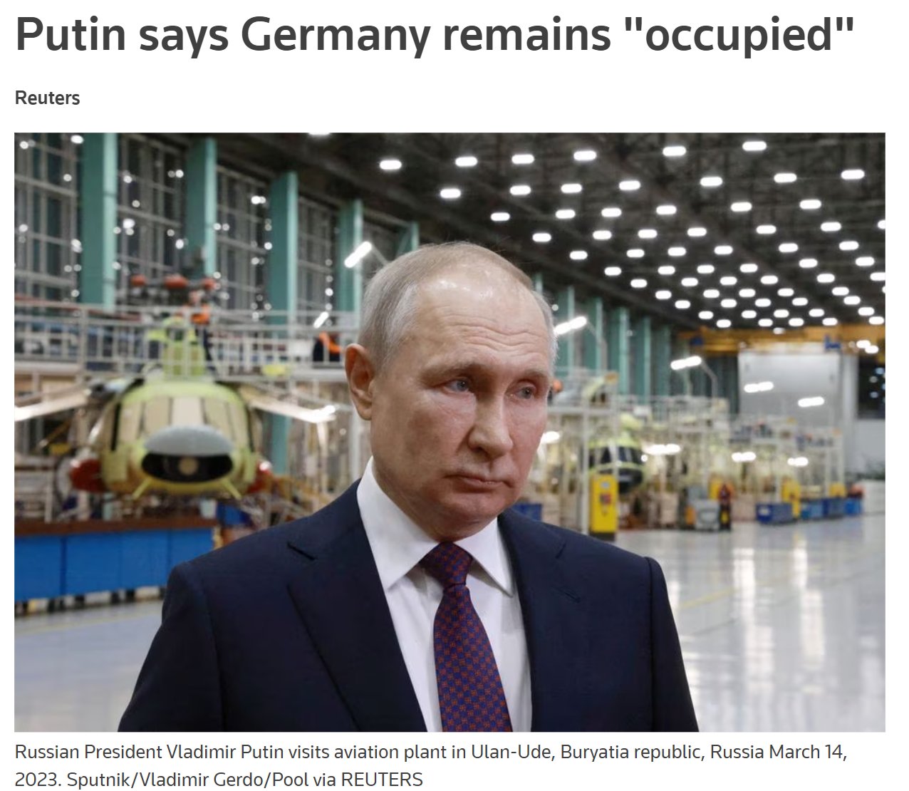 Putin says Germany remains ‘occupied’ Putin says Germany remains ‘occupied’