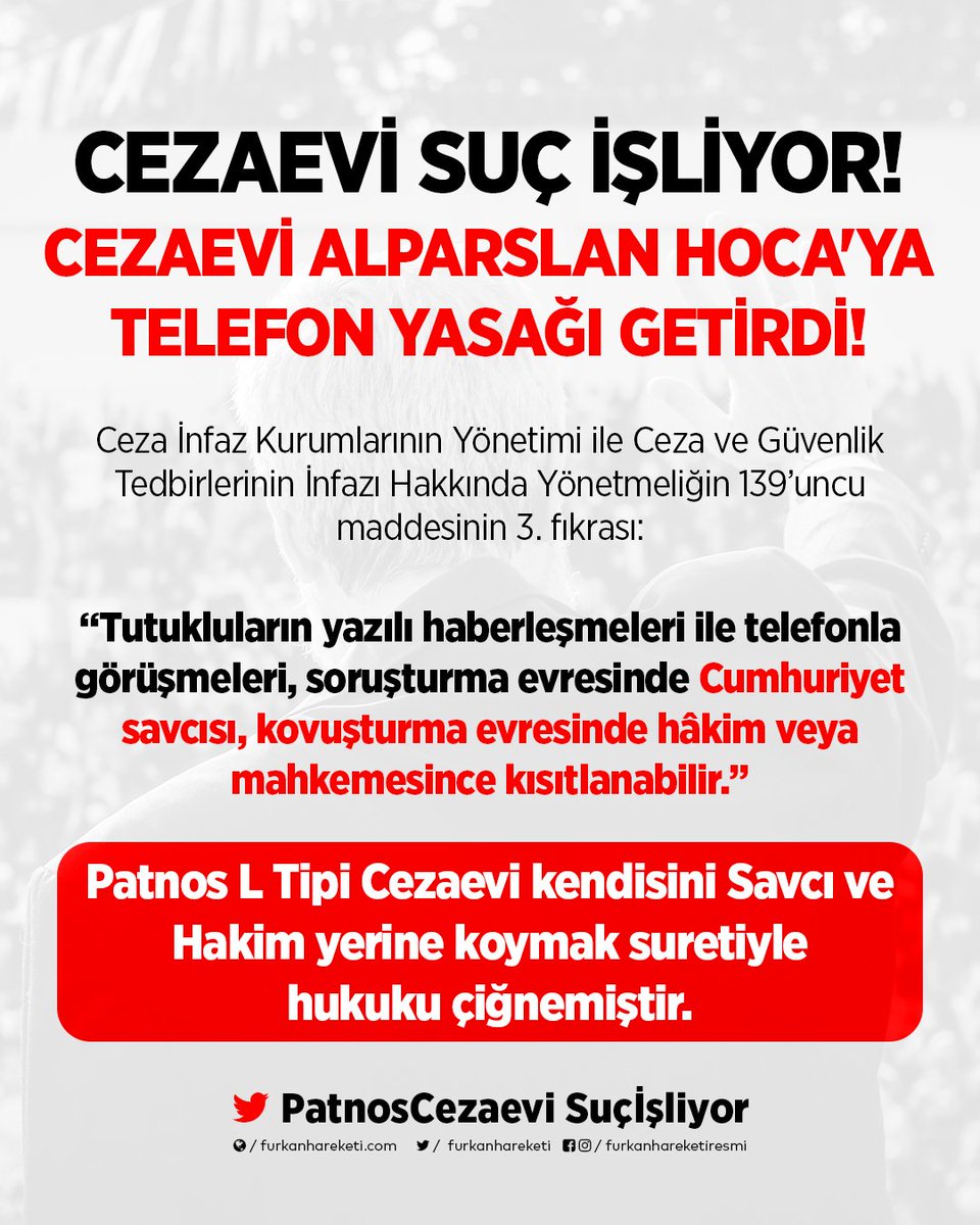 CEZAEVİ SUÇ İŞLİYOR!

Patnos L Tipi Cezaevi kendisini savcı ve hakim yerine koymak suretiyle hukuku çiğnemiştir.

PatnosCezaevi Suçİşliyor
#AlparslanHocayaÖzgürlük