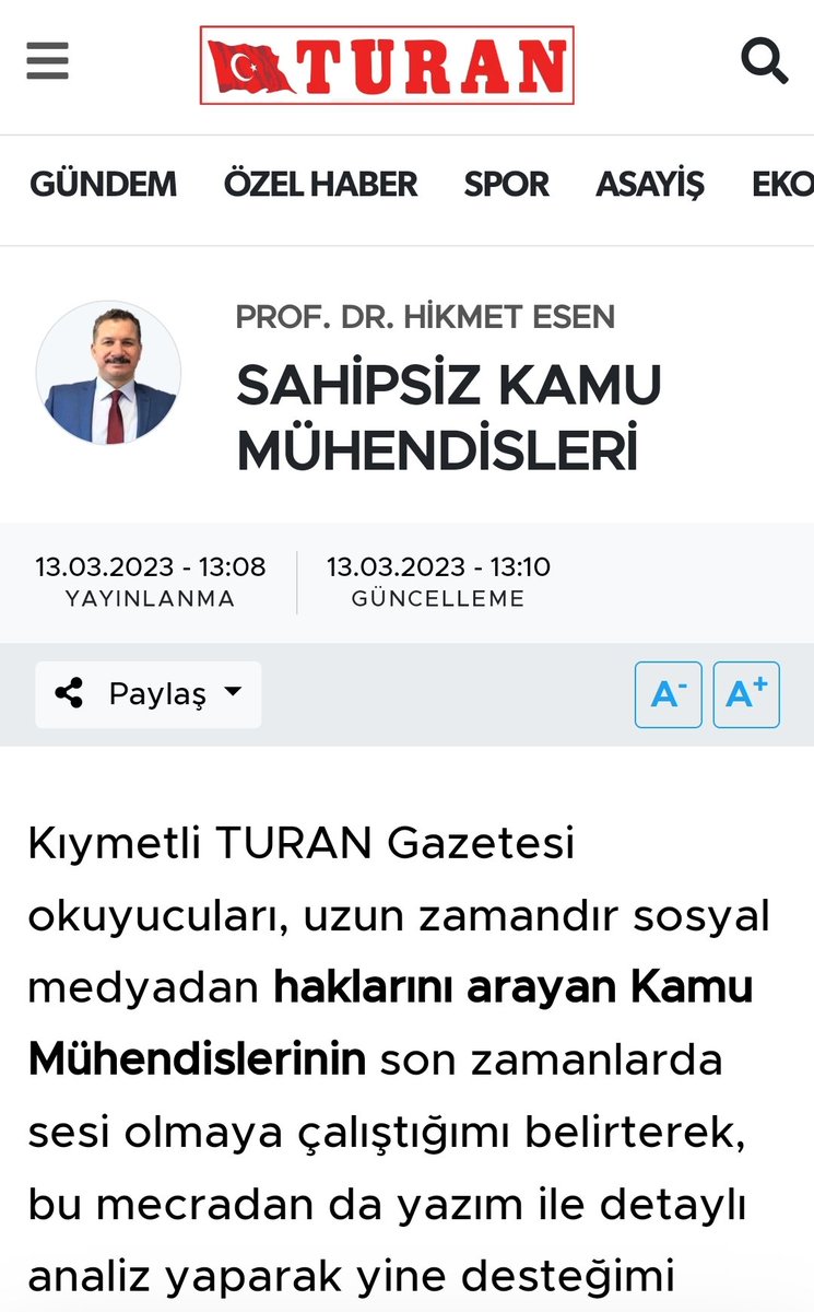 esenhikmet's tweet photo. Tüm kamu mühendisi meslektaşlarımın okumasını tavsiye ediyorum ⬇️🙏🙏
#GundemKamuMuhendisleri @kaMUhendisleri @turangazetesi23 https://t.co/TxUrmwZgmQ